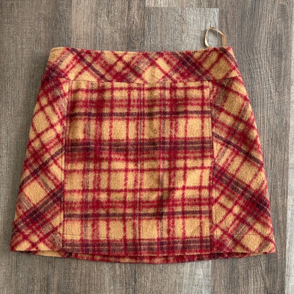 Free People Dresses & Skirts - Free People Plaid A-Line Mini Skirt in Mustard & Red